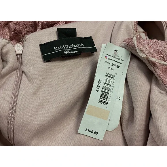 R&M Richards Women's Pink Lace Glitter Cold-Shoulder Gown Dress Plus Size 18W - Picture 3 of 3